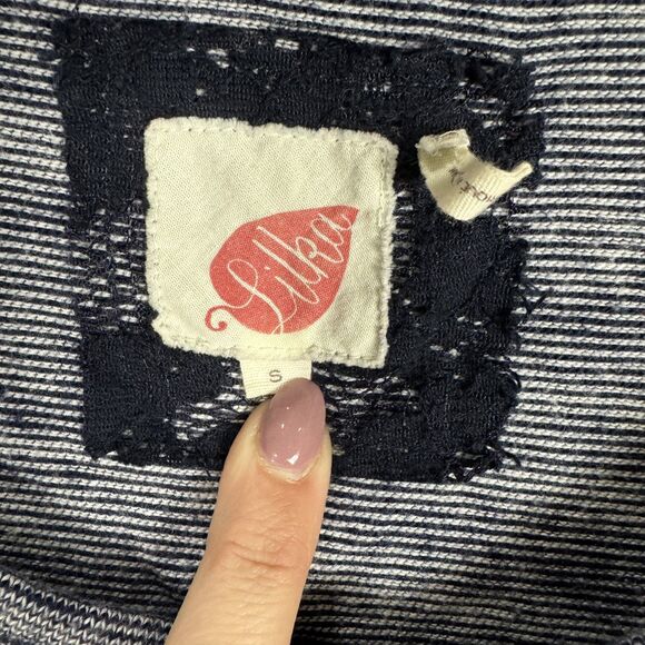 Anthro Lilka Dress Womens Small Blue‎ Lace Overlay Henley Knit Boho Stretch - Picture 4 of 11